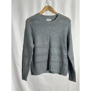Lucky Brand Sweater Womens Petite Small Cable Knit Crew Neck Sea Foam Green